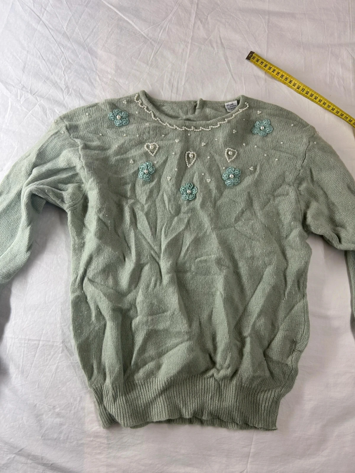 Sweat à col rond pull en laine d’agneau vintage bleu turquoise